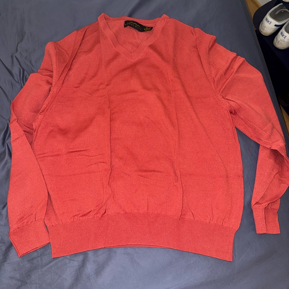 Classic V-Neck Red Sweater for Men